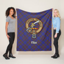 Clan Elliot Crest over Modern Tartan Fleece Blanket