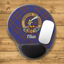 Clan Elliot Crest over Modern Tartan Gel Mouse Pad