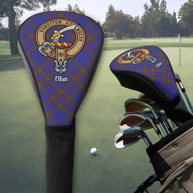 Clan Elliot Crest over Modern Tartan Golf Head Cover (Creator Uploaded)