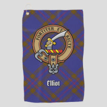 Clan Elliot Crest over Modern Tartan Golf Towel