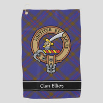 Clan Elliot Crest over Modern Tartan Golf Towel