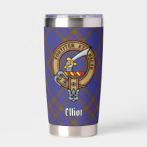 Clan Elliot Crest over Modern Tartan Insulated Tumbler