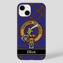 Clan Elliot Crest over Modern Tartan iPhone Case