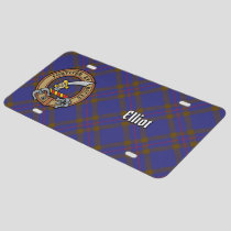 Clan Elliot Crest over Modern Tartan License Plate