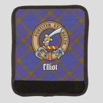 Clan Elliot Crest over Modern Tartan Luggage Handle Wrap