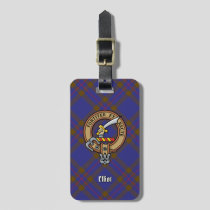 Clan Elliot Crest over Modern Tartan Luggage Tag