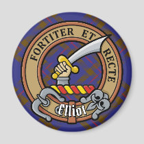 Clan Elliot Crest over Modern Tartan Magnet