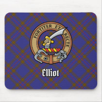 Clan Elliot Crest over Modern Tartan Mouse Pad