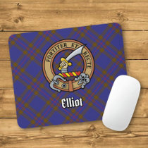 Clan Elliot Crest over Modern Tartan Mouse Pad