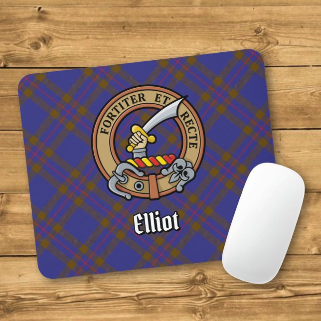 Clan Elliot Crest over Modern Tartan Mouse Pad (Creator Uploaded)