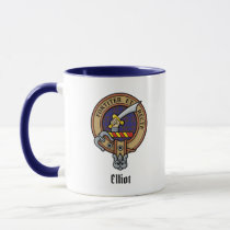 Clan Elliot Crest over Modern Tartan Mug