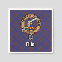 Clan Elliot Crest over Modern Tartan Napkins