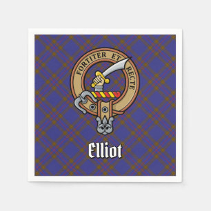 Clan Elliot Crest over Modern Tartan Napkins
