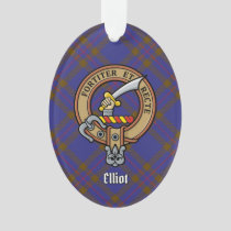 Clan Elliot Crest over Modern Tartan Ornament