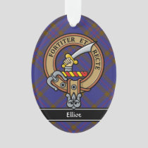 Clan Elliot Crest over Modern Tartan Ornament