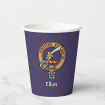 Clan Elliot Crest over Modern Tartan Paper Cups