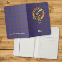 Clan Elliot Crest over Modern Tartan Passport Holder