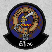 Clan Elliot Crest over Modern Tartan Patch
