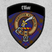 Clan Elliot Crest over Modern Tartan Patch