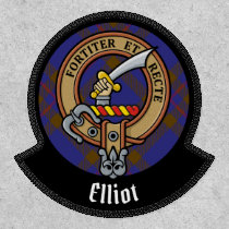 Clan Elliot Crest over Modern Tartan Patch