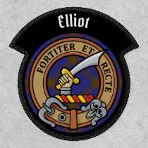 Clan Elliot Crest over Modern Tartan Patch