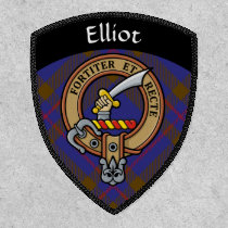 Clan Elliot Crest over Modern Tartan Patch