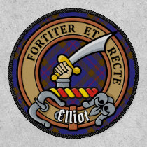 Clan Elliot Crest over Modern Tartan Patch