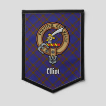 Clan Elliot Crest over Modern Tartan Pennant