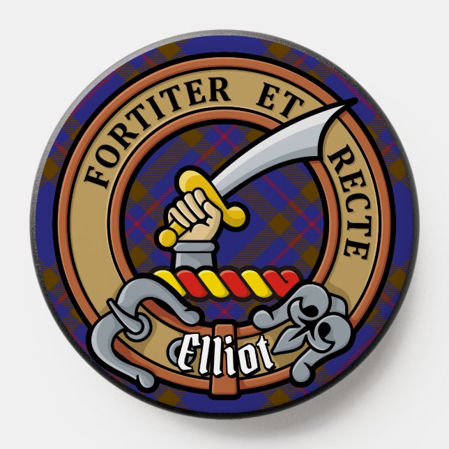 Clan Elliot Crest over Modern Tartan PopSocket (Popsocket)