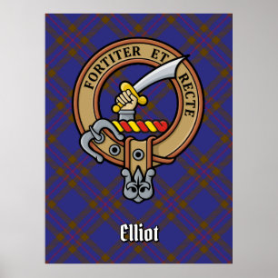 Clan Elliot Crest over Modern Tartan Poster