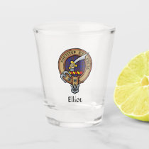 Clan Elliot Crest over Modern Tartan Shot Glass