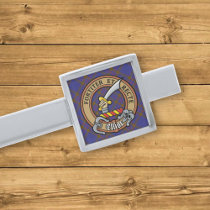Clan Elliot Crest over Modern Tartan Silver Finish Tie Bar