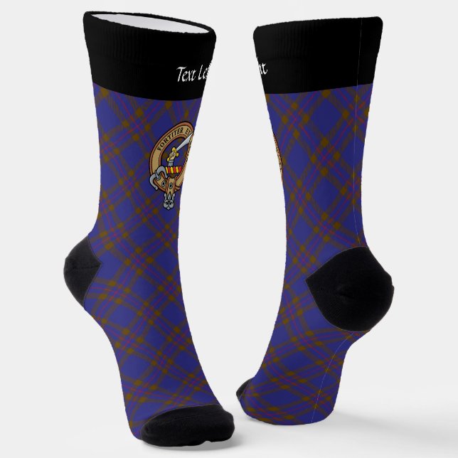 Clan Elliot Crest over Modern Tartan Socks (Angled)