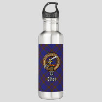 Clan Elliot Crest over Modern Tartan Stainless Steel Water Bottle