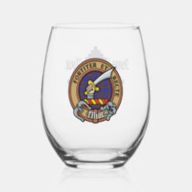 Clan Elliot Crest over Modern Tartan Stemless Wine Glass