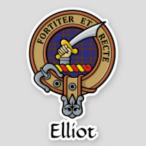 Clan Elliot Crest over Modern Tartan Sticker