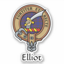 Clan Elliot Crest over Modern Tartan Sticker