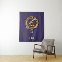 Clan Elliot Crest over Modern Tartan Tapestry