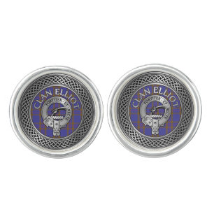 Clan ELLioT Crest & Tartan Knot Cufflinks