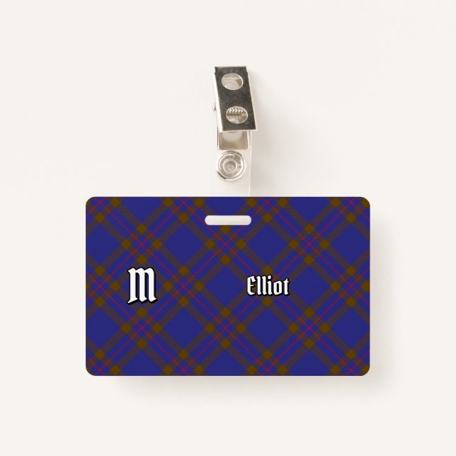 Clan Elliot Modern Tartan Badge (Front with Clip)