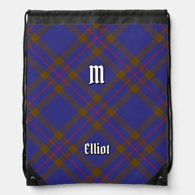 Clan Elliot Modern Tartan Drawstring Bag (Front)