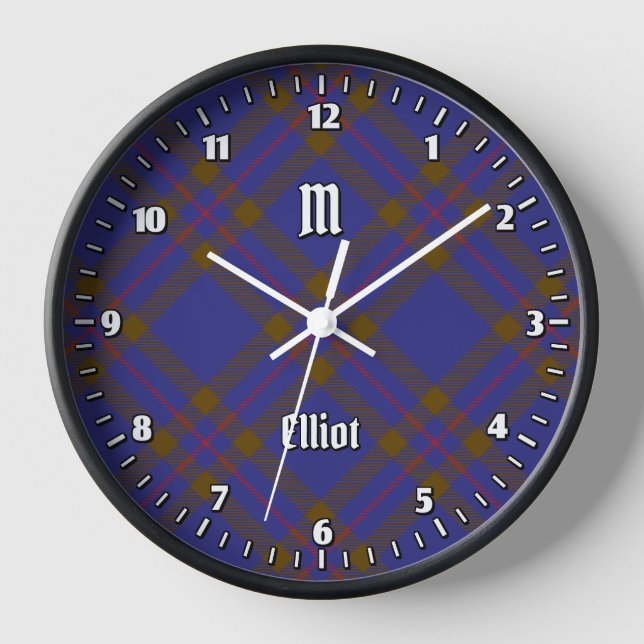 Clan Elliot Modern Tartan Large Clock (Front)