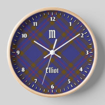 Clan Elliot Modern Tartan Large Clock