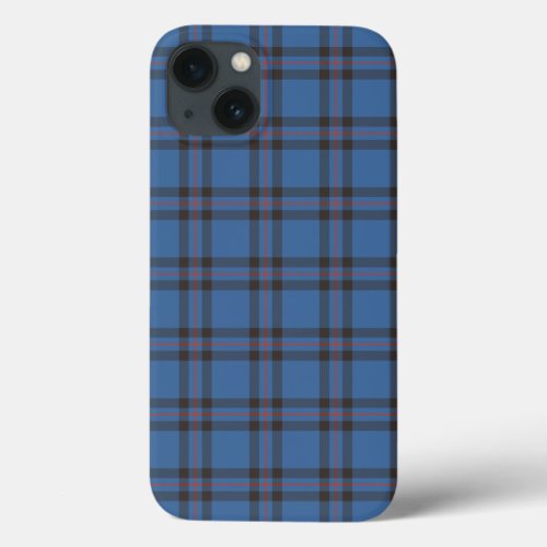 Clan Elliot Tartan Blue and Brown Scottish Plaid iPhone 13 Case