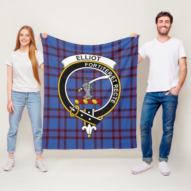 Clan Elliot Tartan Plaid Fleece Blanket (In Situ)