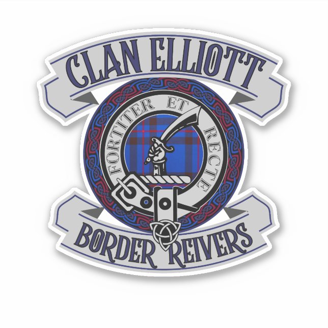 Clan Elliott Badge, Border Reivers, Scotland  Sticker (Front)