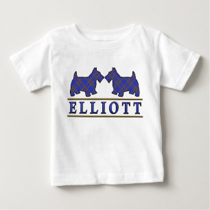 Clan Elliott Scottie Dogs Scottish Clan Tartan Baby T-Shirt