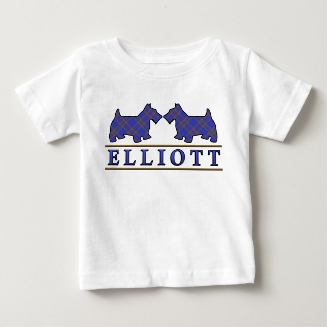 Clan Elliott Scottie Dogs Scottish Clan Tartan Baby T-Shirt (Front)
