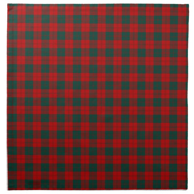 Clan Erskine Red and Dark Green Scottish Tartan Napkin (Front)