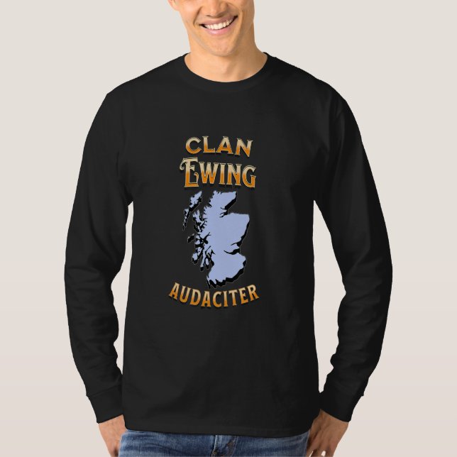 Clan Ewing Scottish Motto Crest T-Shirt (Front)